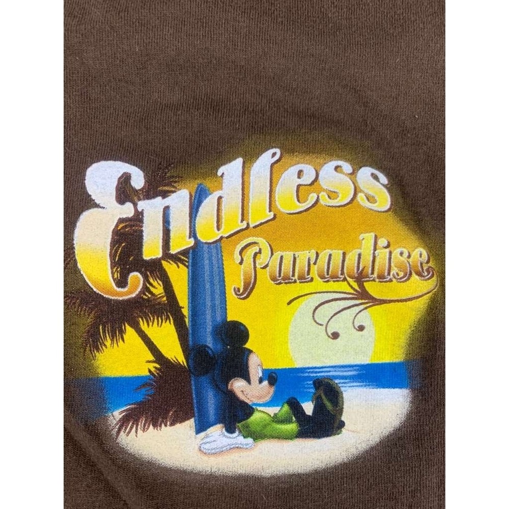 Disney Men's Size Large Brown Endless Paradise Mickey Mouse Sunset Graphic Tee - Picture 10 of 12